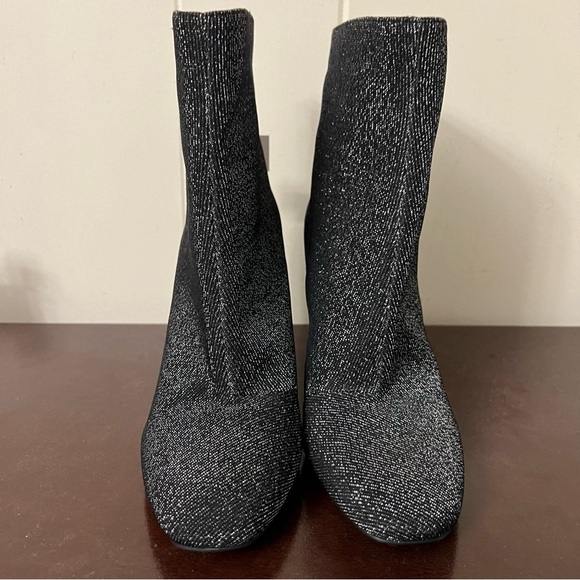 Jessica Simpson Ankle Boot Aninada black Glitter Square Toe Block Heel 7.5 - Picture 3 of 6